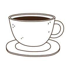 coffee cup on dish beverage line icon style