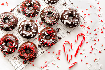 Christmas theme chocolate donuts