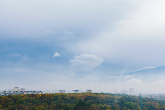 Fogy weather over the city