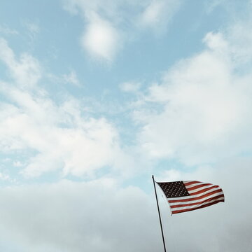 United States Flag Flying in Breeze