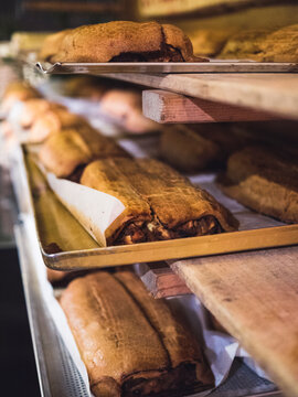 typical strudel cake just baked in a outdoor market