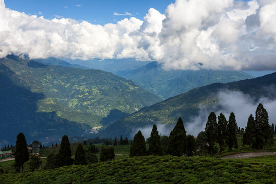 View of the hills and valley beneath