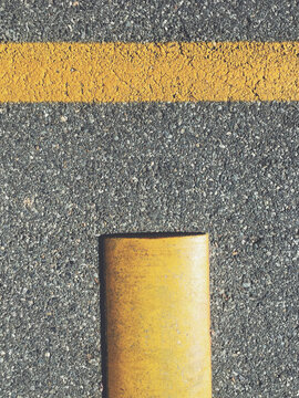Close up of speed bump obstacle on urban street