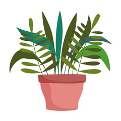 gardening, foliage nature in pot isolated icon style