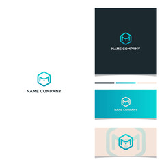 business card design, logo m, initial M, letter M