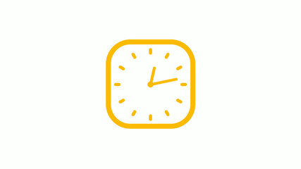 12 hours counting down square clock icon on white background,clock icon