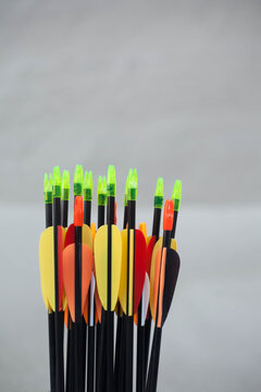 The tops of arrows used to shoot with a bow