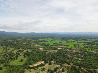 Forestry with declining volumes High angle shot From drones in Thailand
