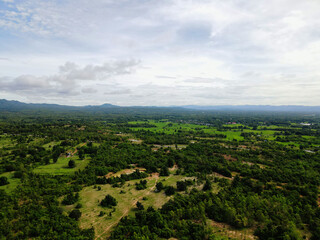 Forestry with declining volumes High angle shot From drones in Thailand
