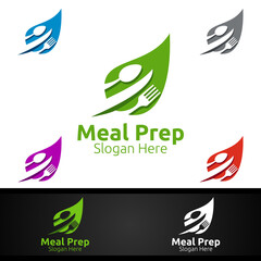 Eco Meal Prep Healthy Food Logo for Restaurant, Cafe or Online Catering Delivery