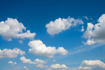 blue sky and clouds and lake beautiful view of Russian forests in summer