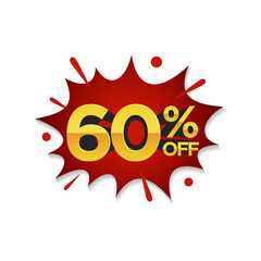 60% Discount, Sale pop art comic style