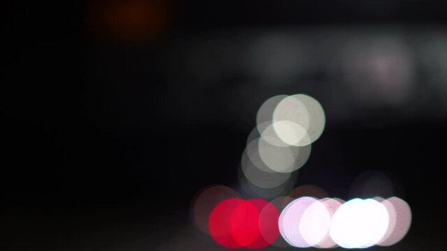 Car POV of colorful bokeh