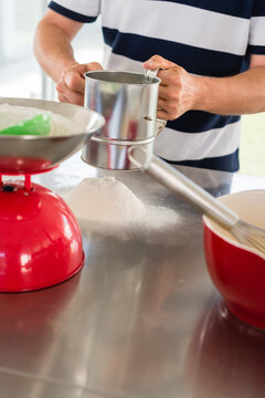 making fresh pasta, sifting flour