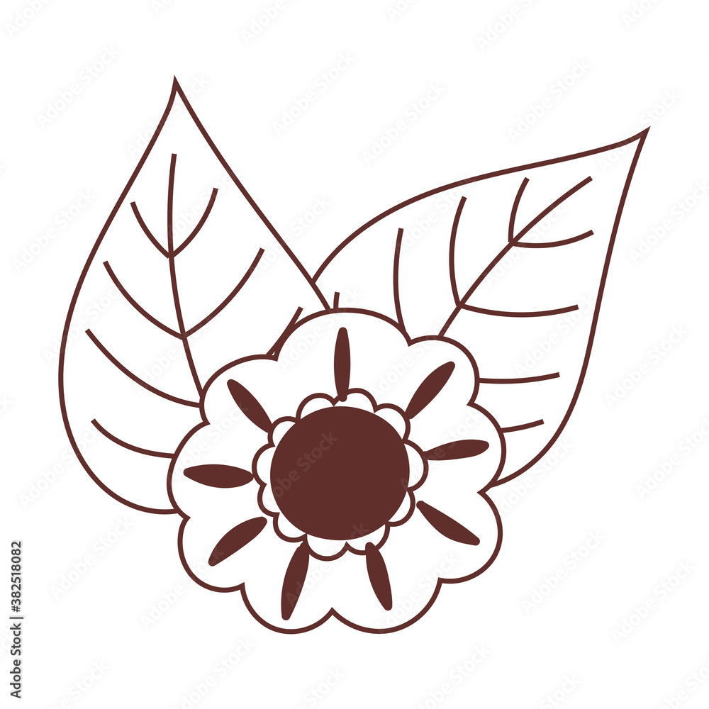 Poster autumn flower leaves nature isolated icon design line style