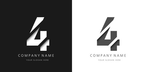 four number modern logo broken design