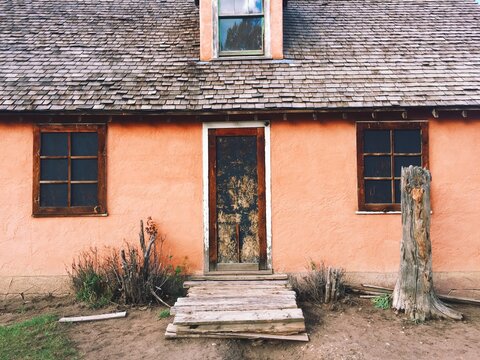 Old Pink House on Mormon Row in Wyoming