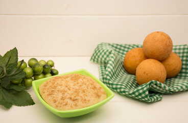 Natilla and buñuelos traditional colombian food.