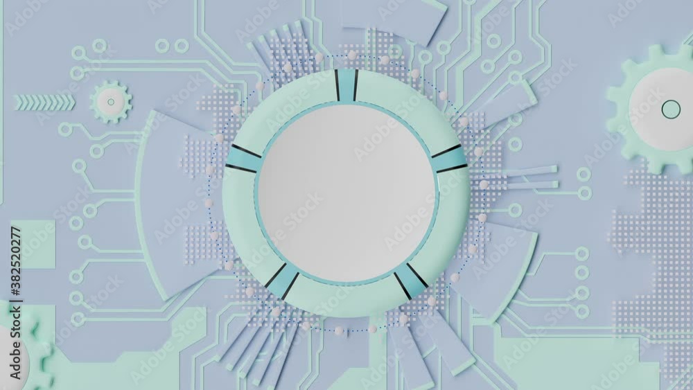 Poster technology background with various technological elements. animation and innovation background circl
