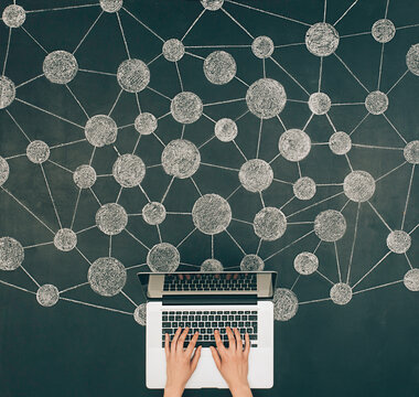 Laptop connected to the network