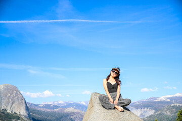 Naklejka na ściany i meble Girl at Yosemite National Park