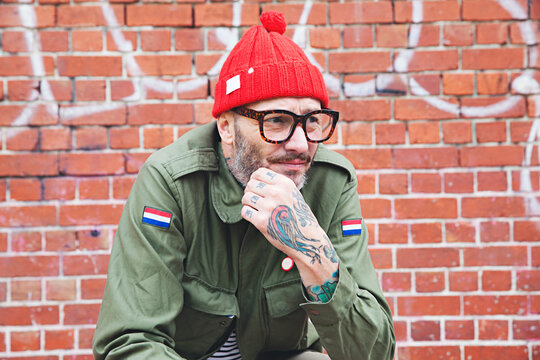 Trendy / cool middle aged man / street style in Australian