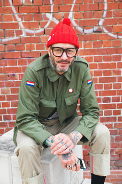 Trendy / cool middle aged man / street style in Australian