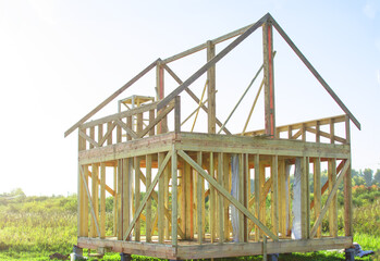 Construction of a house made of timber