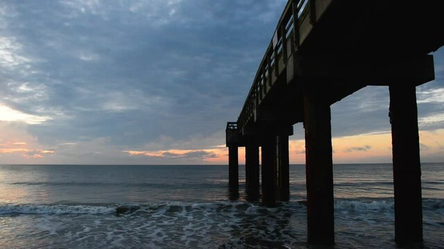 St. Augustine Pier wide sunset at the beach