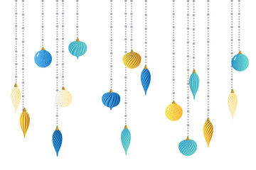 青系のクリスマスオーナメントのあしらいベクターイラスト