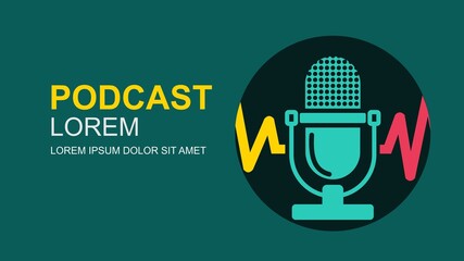 The microphone icon in a fashionable flat style is isolated. Logo, application, user interface. Podcast radio icon.vector design
