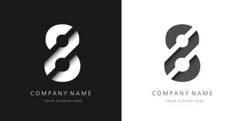 eight number modern logo broken design - obrazy, fototapety, plakaty
