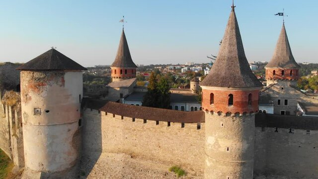 Kamianets Podilskyi Castle from Aerial Drone Perspective