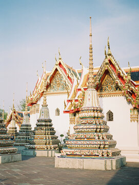 Buddhist chedi (stupas) in oriental temple