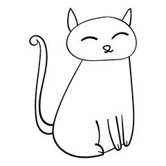 Kawaii Kitty or Cat Vector doodle illustration. Hand drawn vector illustration.