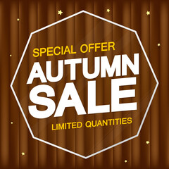 Autumn Sale, poster design template, special offer, Fall discount banner, vector illustration