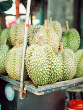 Durian friut on a street market