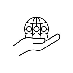 Business team line icon. Global business network icon. Design template vector