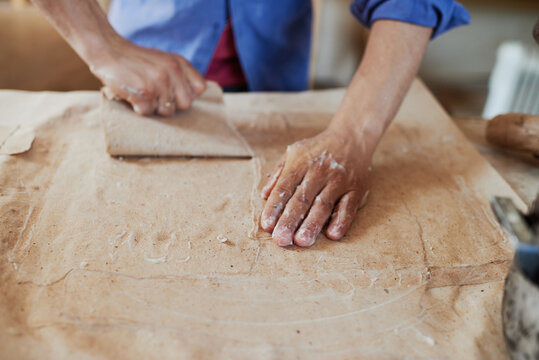 Handyman working on papier mache