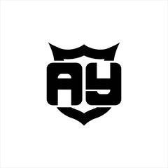 AY Logo monogram with shield around crown shape design template