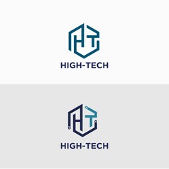 High tech letter H and T logo vector design