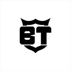 BT Logo monogram with shield around crown shape design template