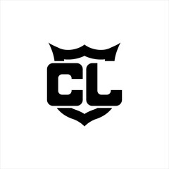 CL Logo monogram with shield around crown shape design template