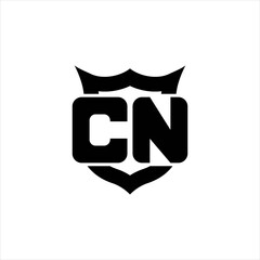 CN Logo monogram with shield around crown shape design template
