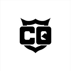 CQ Logo monogram with shield around crown shape design template