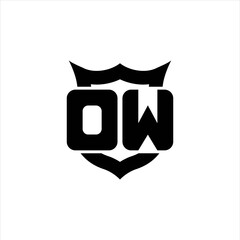 DW Logo monogram with shield around crown shape design template