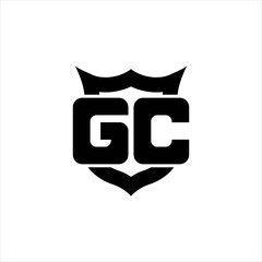 GC Logo monogram with shield around crown shape design template
