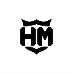 HM Logo monogram with shield around crown shape design template