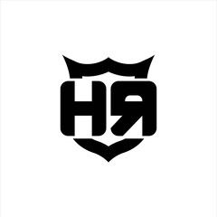 HR Logo monogram with shield around crown shape design template