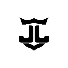 JL Logo monogram with shield around crown shape design template